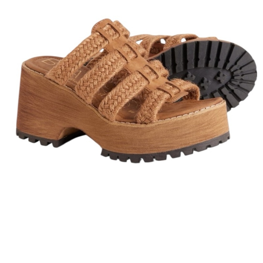 NIB BEACH BY MATISSE DAZE COGNAC BRAIDED JUTE PLATFORM SANDALS BOHO SIZE 10 - Picture 14 of 14